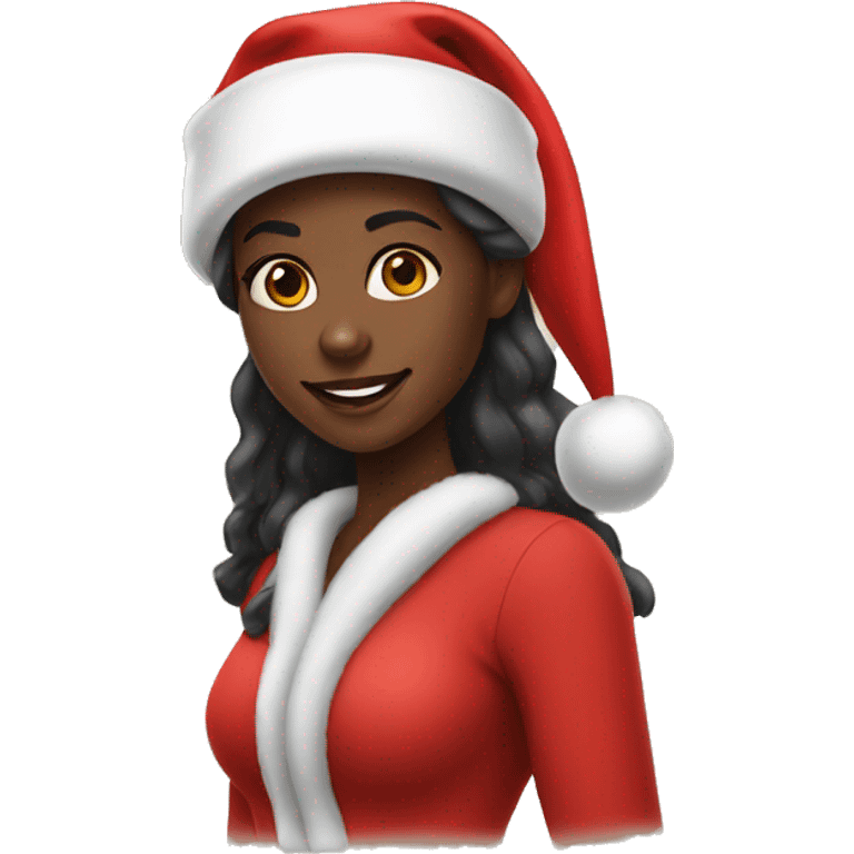 Black girl with Santa hat emoji