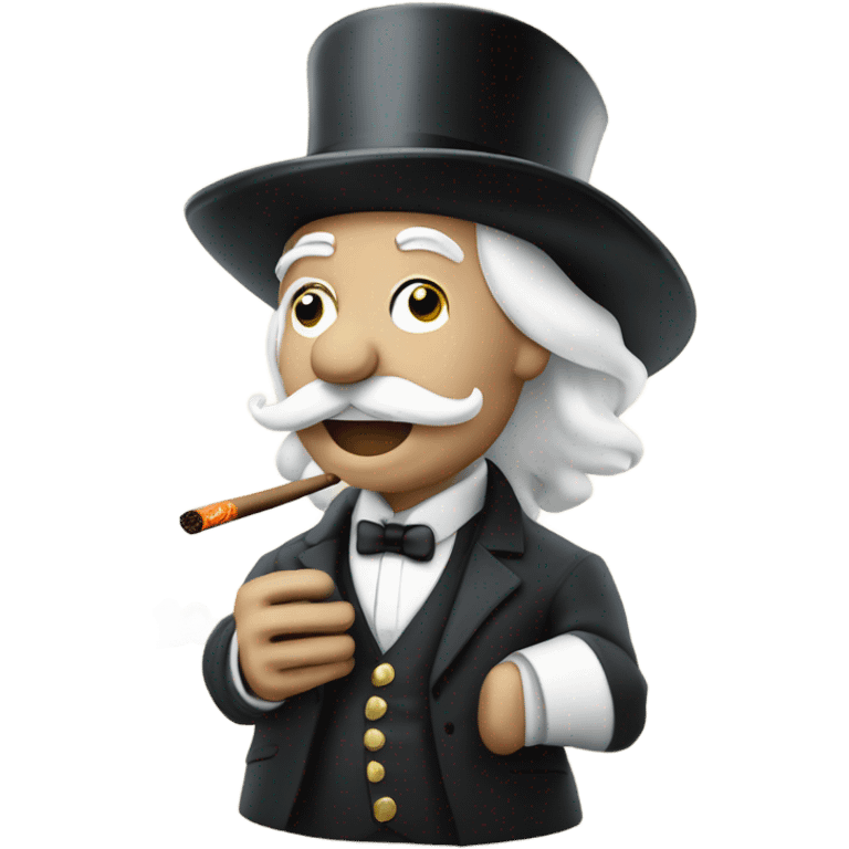 monopoly man with white hair with a chain and smoking a cigar emoji