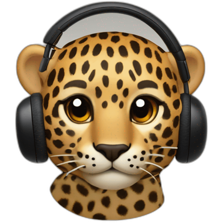 leopard   airpods max on head emoji