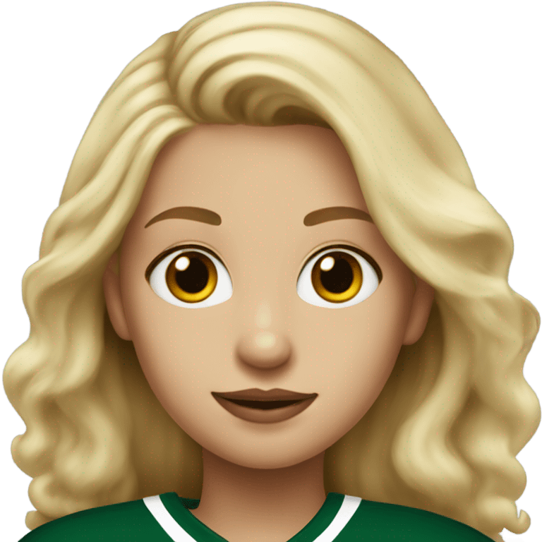 Blonde girl wearing Dallas Stars jersey emoji