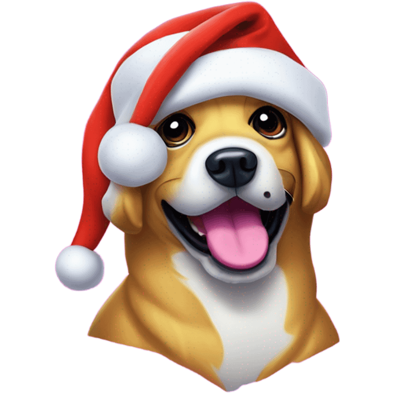 Lisa frank Christmas dog with Santa hat emoji