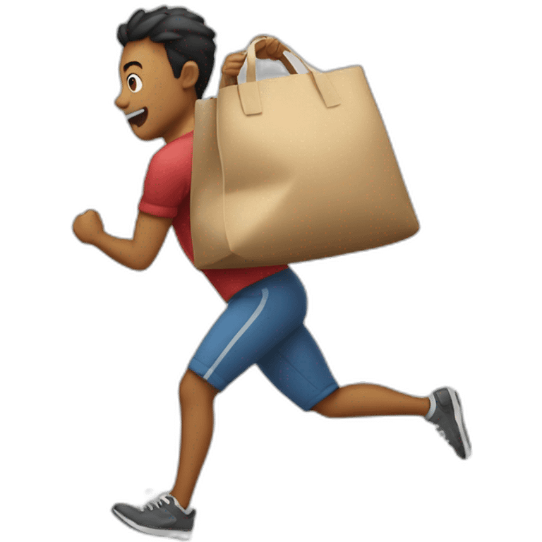 Running away with a bag emoji