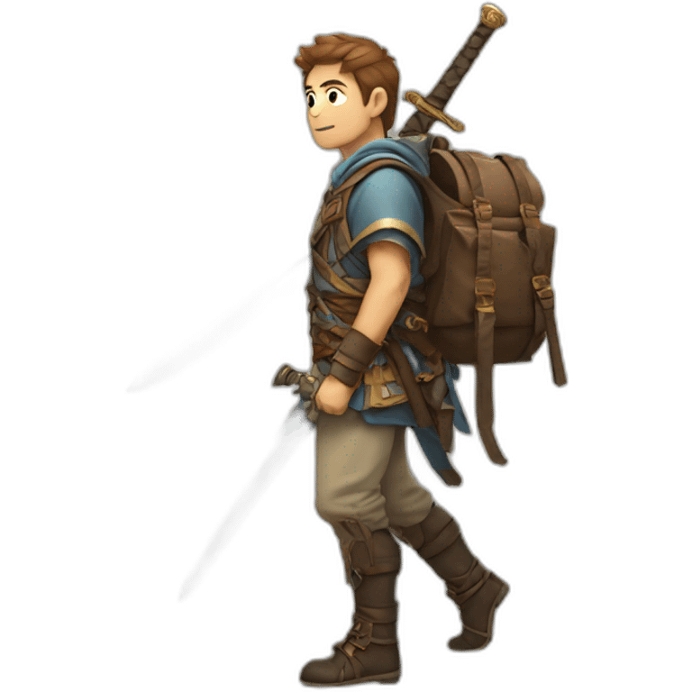 skyward swordsman carrying backpack emoji