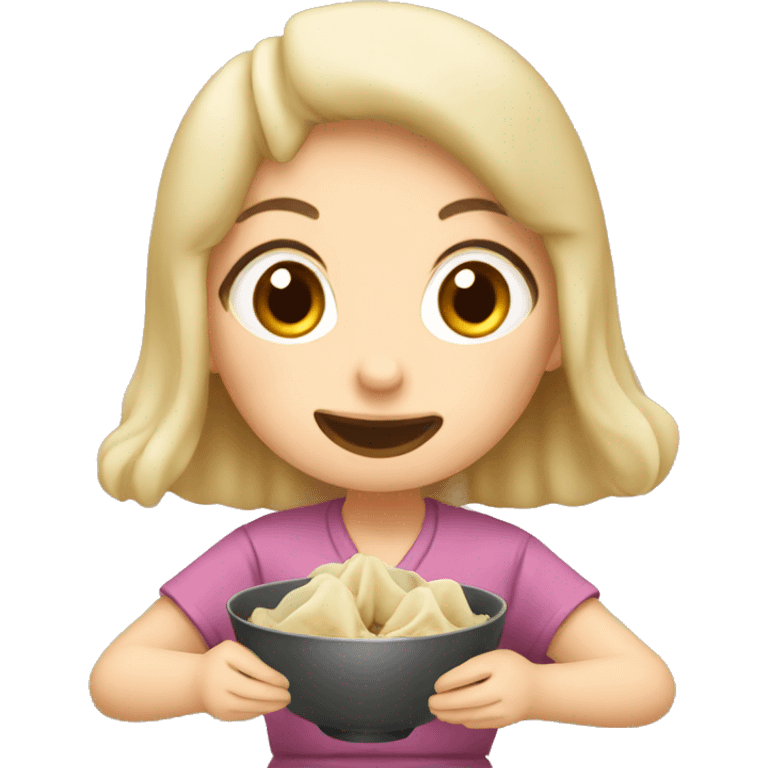 Girl eating dumplings emoji