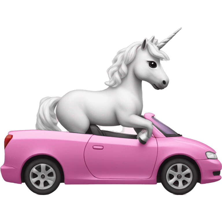 Unicorn riding a car emoji