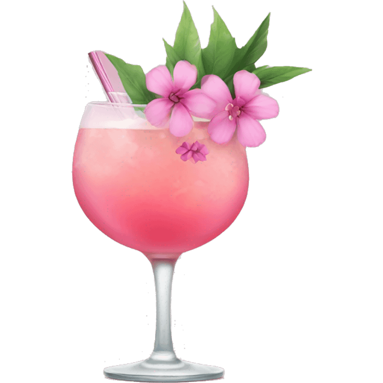 Cocktail with pink flowers emoji