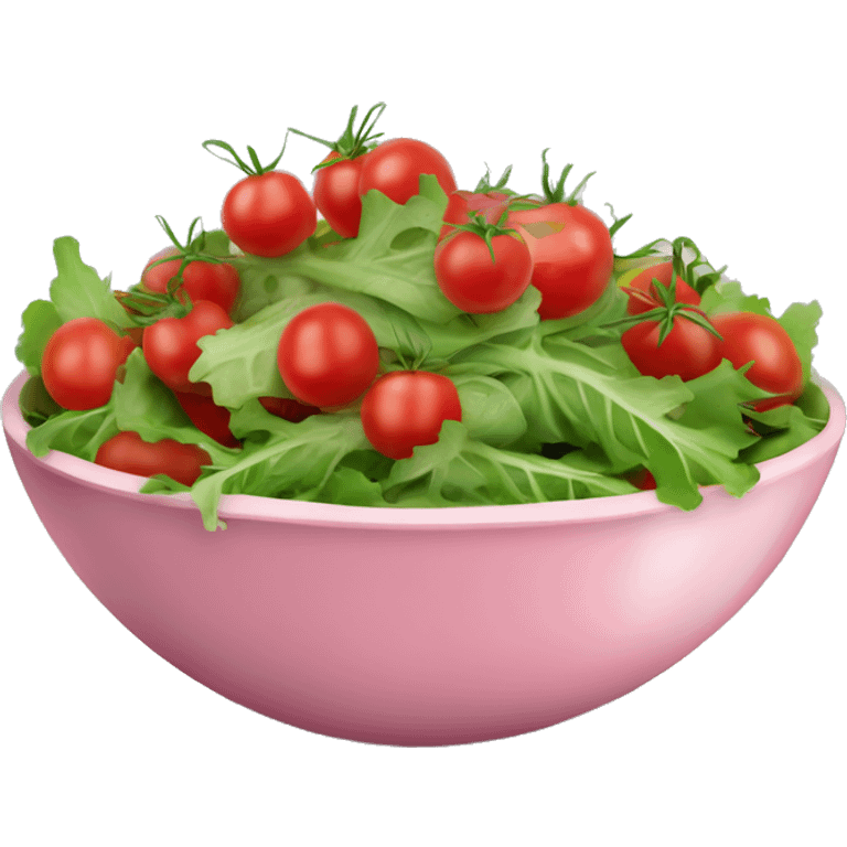 create a transparent emoji of a large bowl containing salad made up of a bed of rocket, chopped cherry tomatoes and sliced pink beetroot emoji