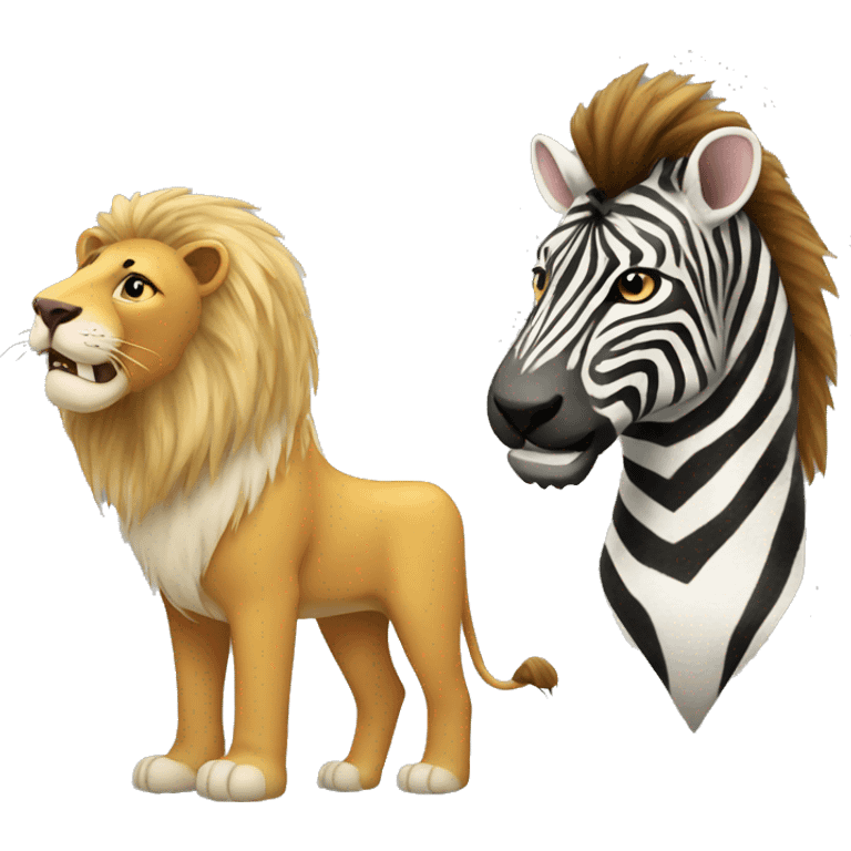 lion and zebra friends emoji