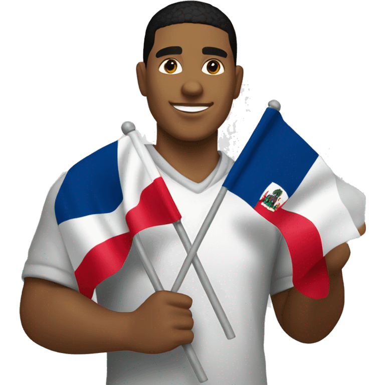 dominican guy holding dominican flag emoji