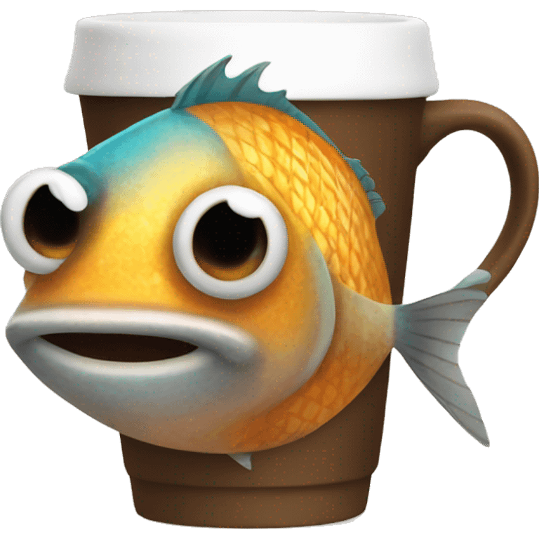 Fish with coffee emoji