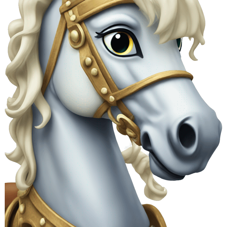 carousel horse with haunting eyes spinning emoji