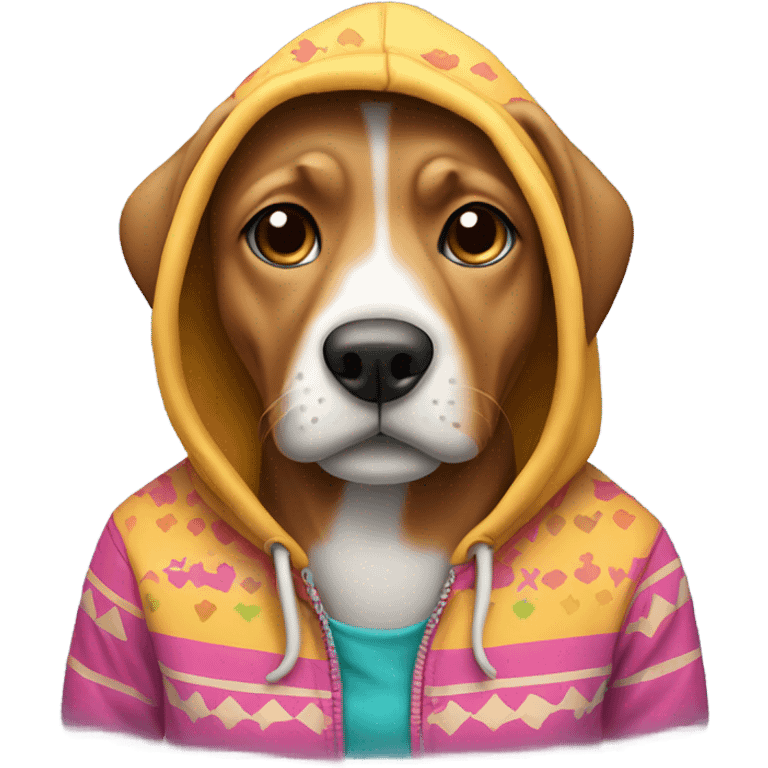 Dog wearing hoodie emoji