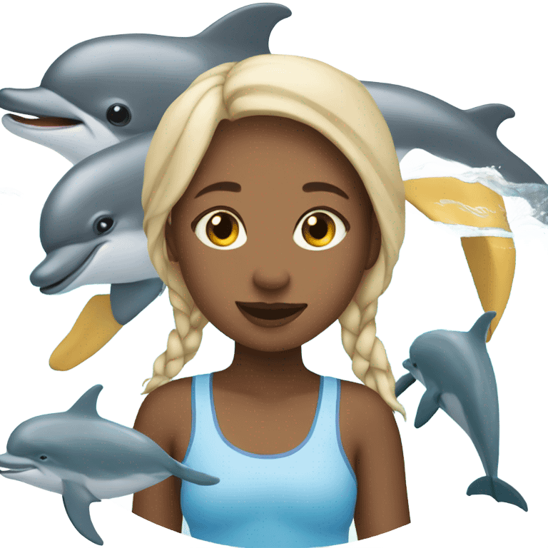 Girl swimming with dolphins emoji