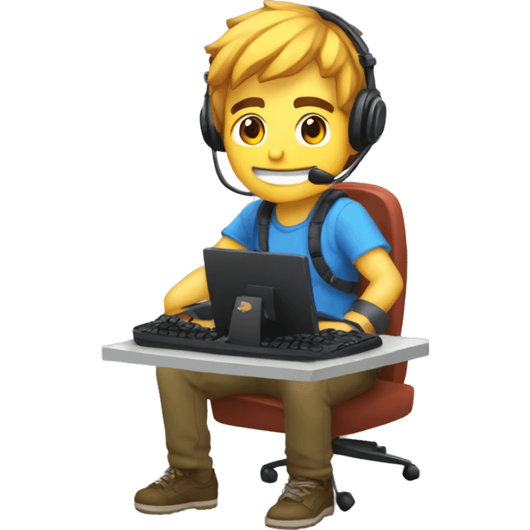 un chico gamer en su setup en forma de escorpion emoji