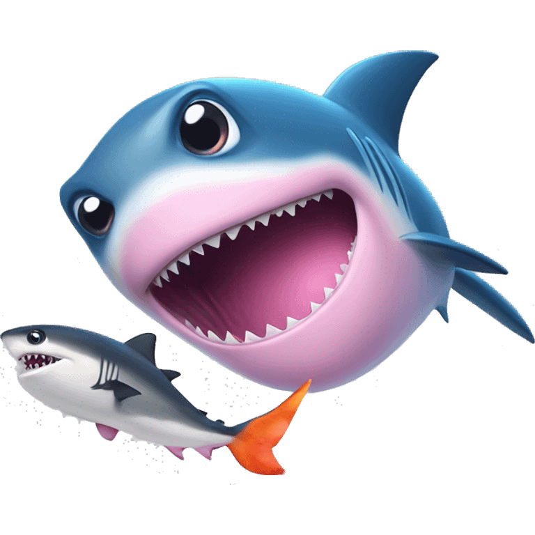 Pink shark eating Dory of searching Nemo emoji