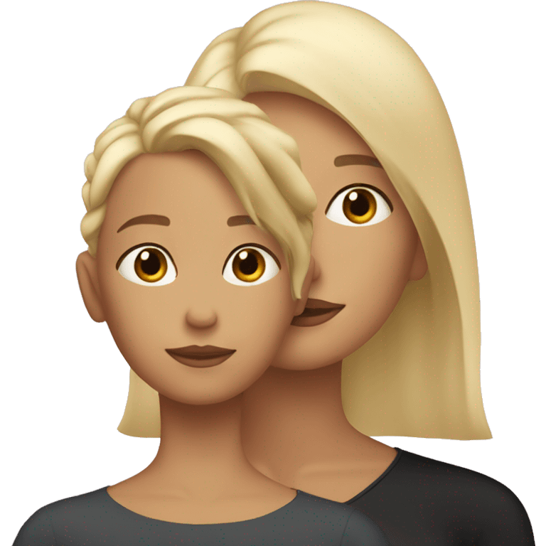 Blonde mother with black haired daughter  emoji