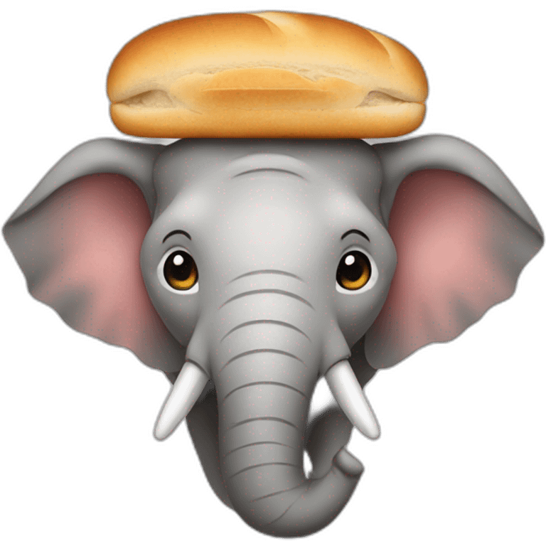 An smiley with an elephant nose and a bread on the head emoji