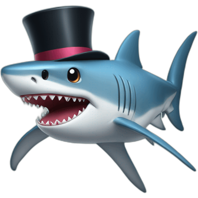 Shark with a top hat emoji