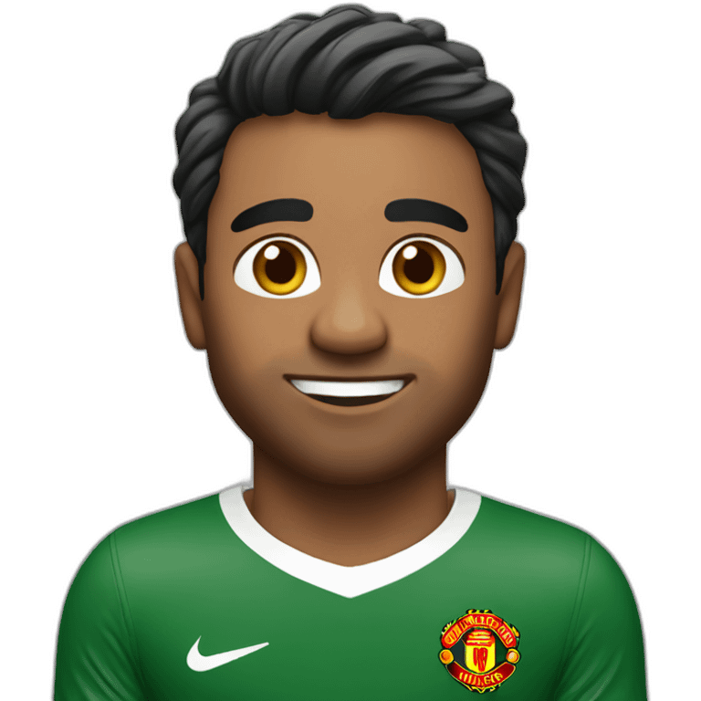 Indian south african with nice hair in Manchester united shirt emoji