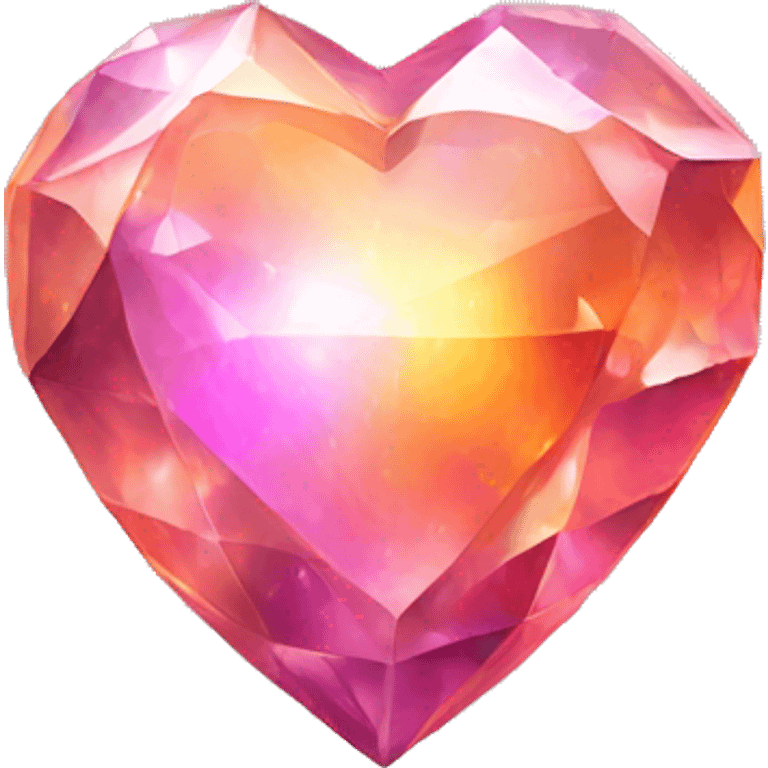 Orange and pink iridescent crystal heart emoji