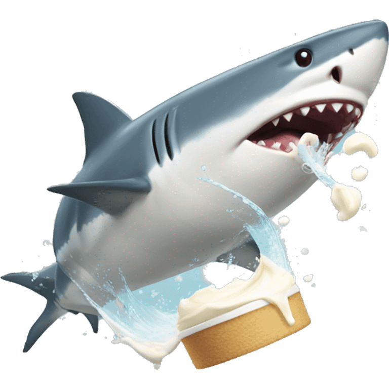 Shark throwing cream emoji