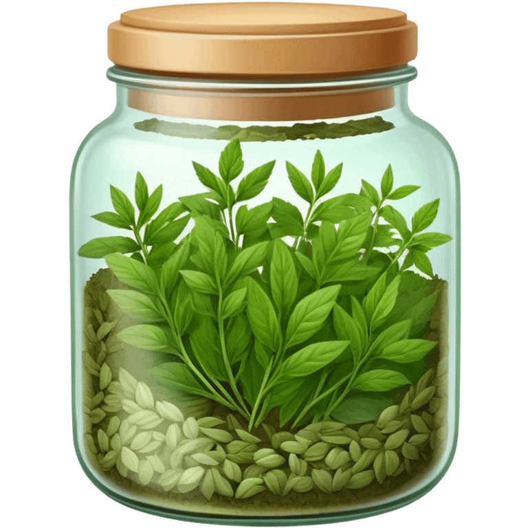 jar of green dried mixed herbs for cooking emoji