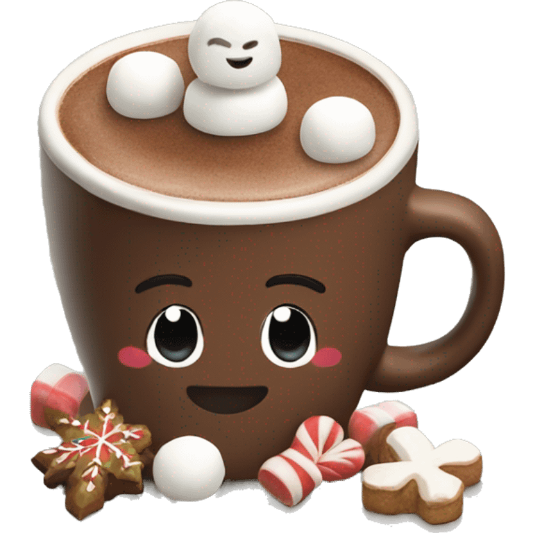 Hot chocolate with marshmallows Christmas themed  emoji