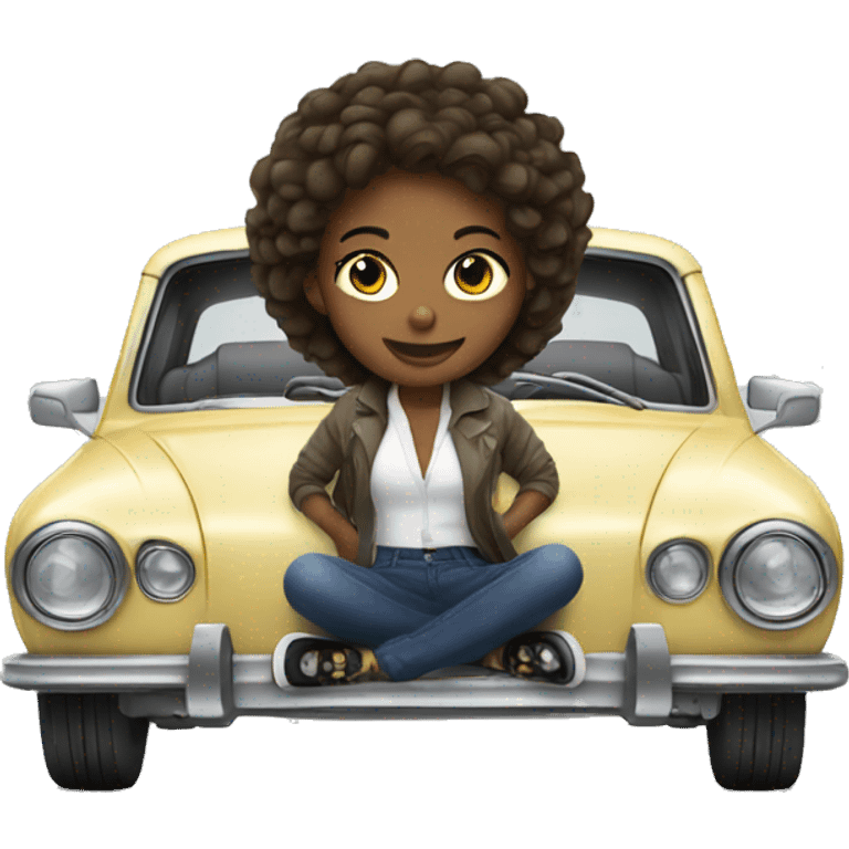 girls in stylish car emoji