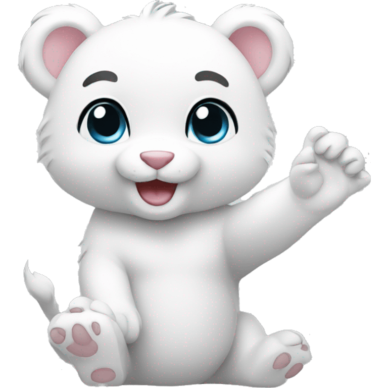 cute white cub waving emoji