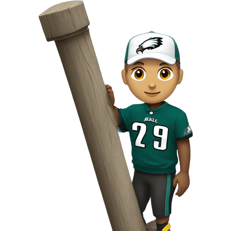 White male with brown eyes and is an eagles fan climbing up a pole emoji