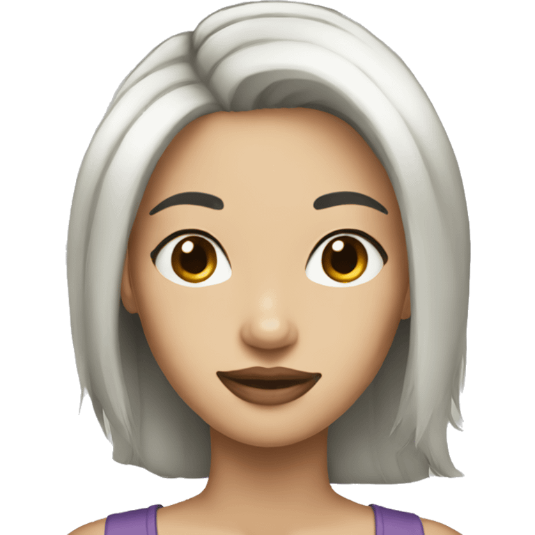 woman white skin black hair emoji