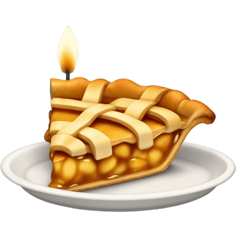 Slice of apple pie with a candle emoji