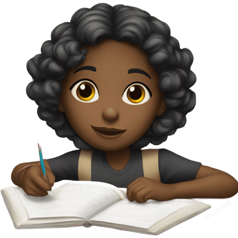 Iittle black girl doing homework  emoji