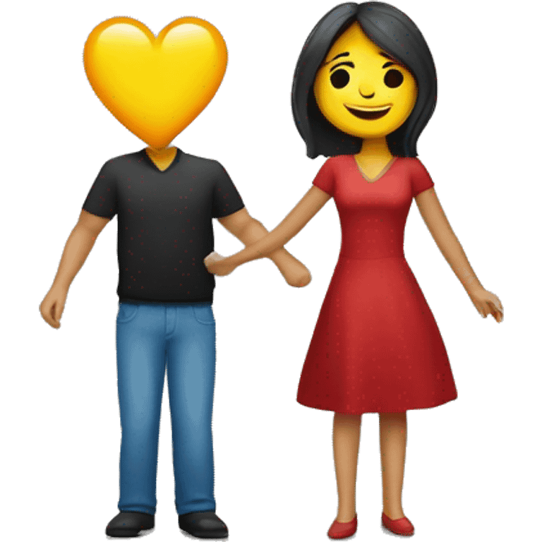 un ombre y una mujer formando un corazon emoji