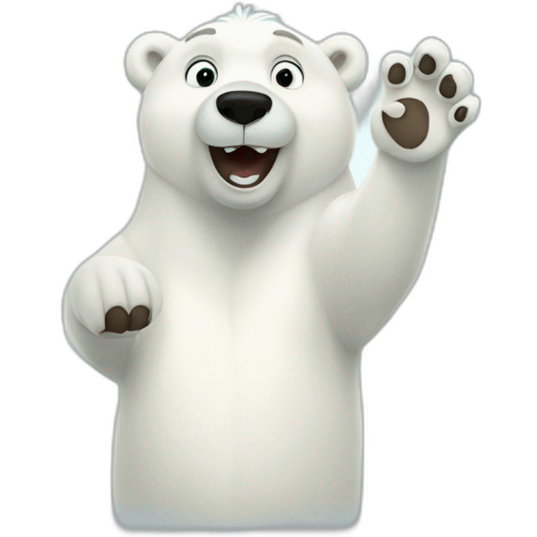  Polar bear say hello and greets by waving his paw emoji