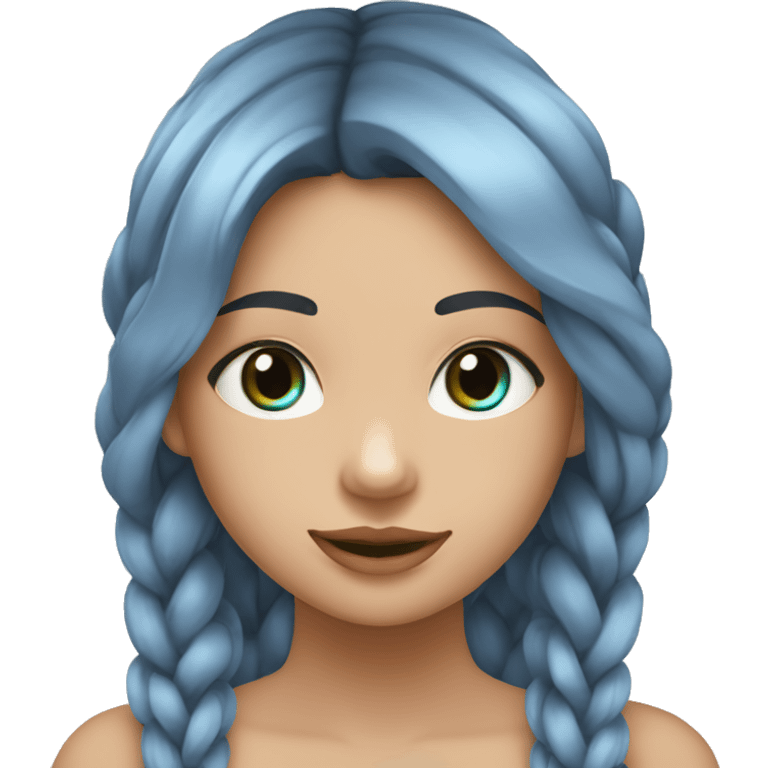 chica de ojos azules con trenzas largas color gris emoji