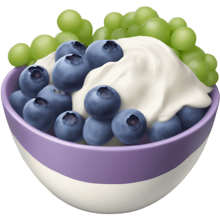 yoghurt bowl with grapes and blueberries emoji