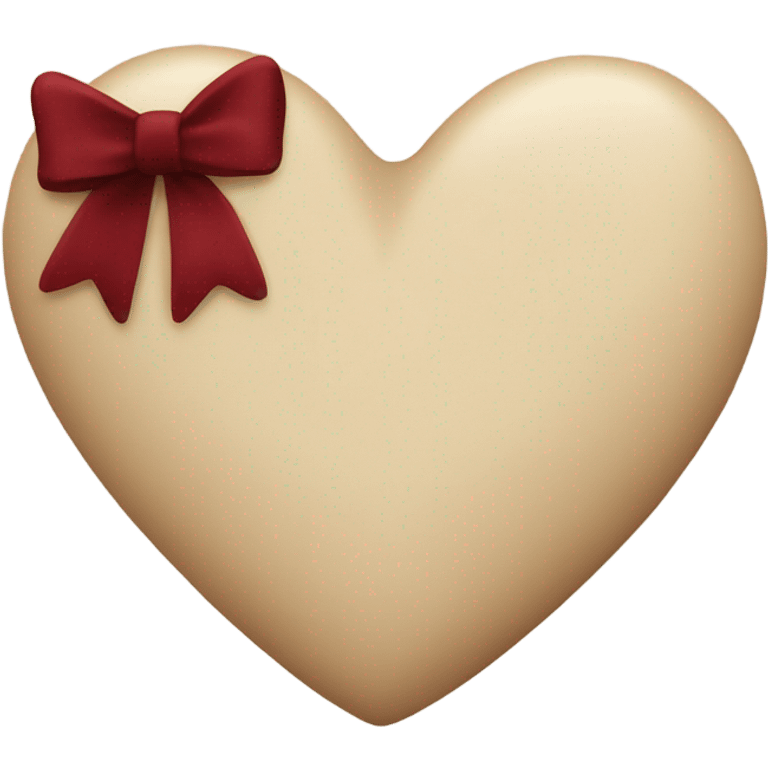 Beige heart with dark red bow emoji