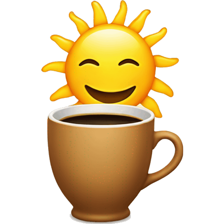 Smiling Sun with a cup of coffee  emoji