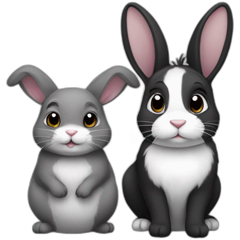 Black and white bunny and chincilla emoji