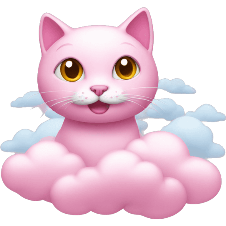 Pink cat in clouds emoji