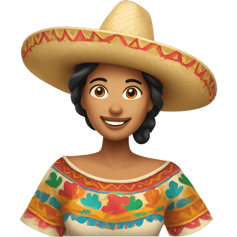 Happy mexican woman in a sombrero holding a 🌭  emoji