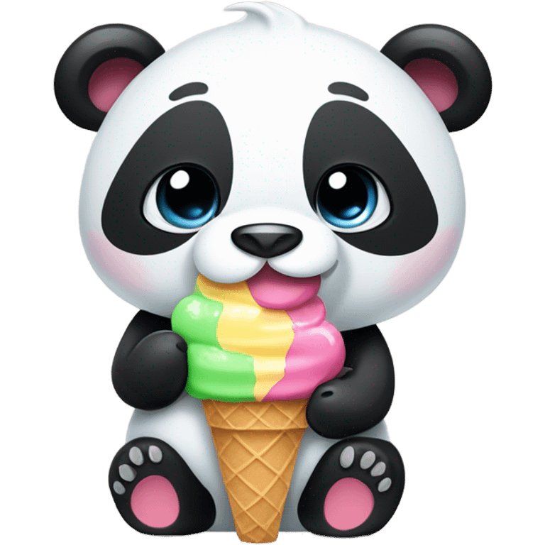 Panda eating ice cream emoji