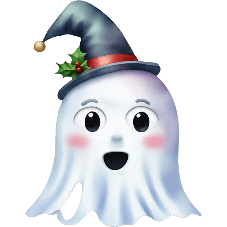 Watercolor Christmas ghost emoji