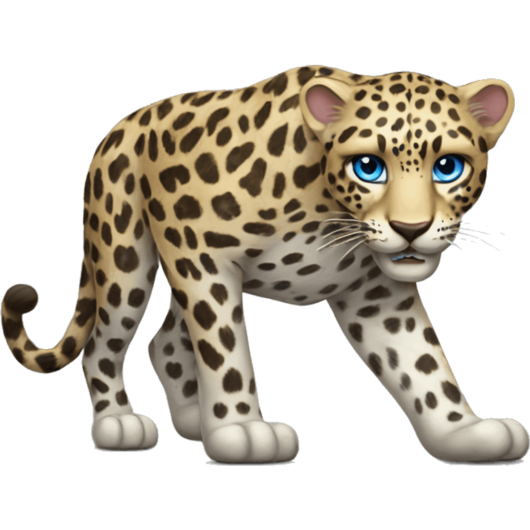 blue eyed leopard, ferocious full body emoji