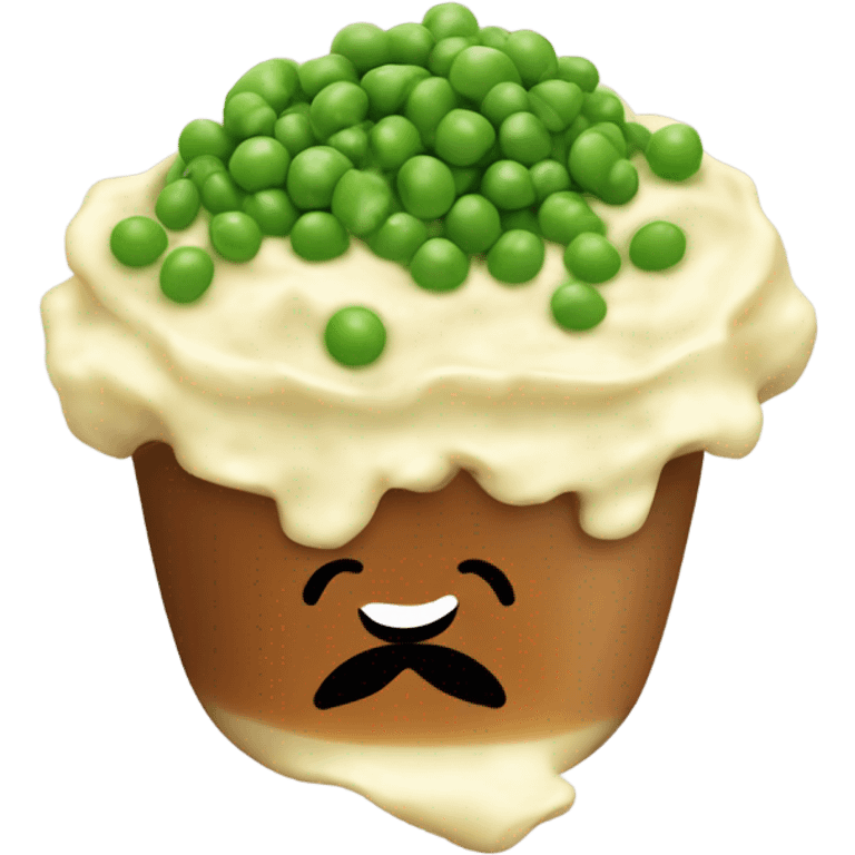 mashed potatoes with gravy and peas emoji