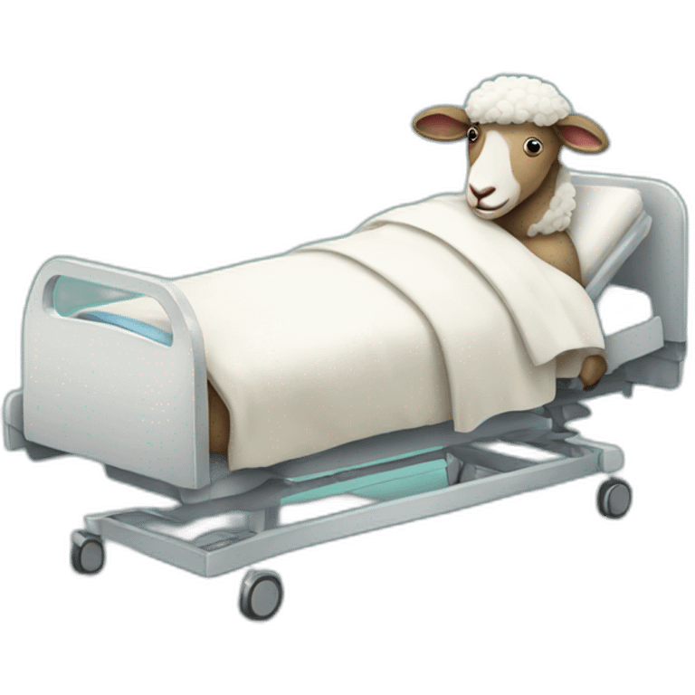 Sick sheep in an hospital bed emoji