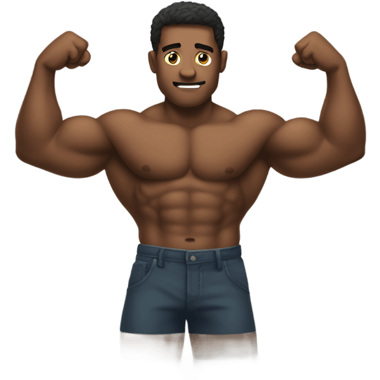 Guy flexing arms down emoji