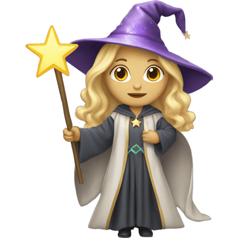 Blonde female wizard with iridescent star wand emoji