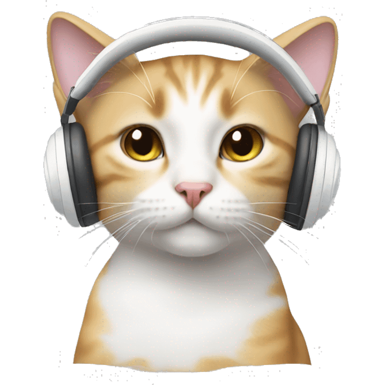 Cat with white headphones  emoji